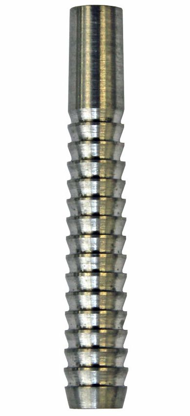 Das Bild zeigt das Produkt „McDartex 1 Shark“, einen zylindrischen, metallischen Gegenstand. Er besitzt eine geriffelte Oberfläche mit regelmäßigen Einkerbungen.